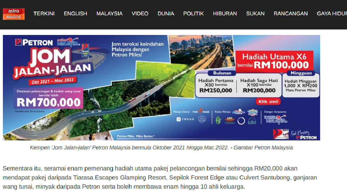 Petron ajak jalan jalan keliling Malaysia
